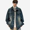 Men's Loose-Fit Denim Jacket: Hong Kong Style Spliced Top for Spring and Autumn, Trendy Korean-inspired Casual Wear