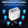 Universal Power Adapter: Compatible with EU, US, UK, AU Standards, featuring 1U + 2PD Charging Ports.