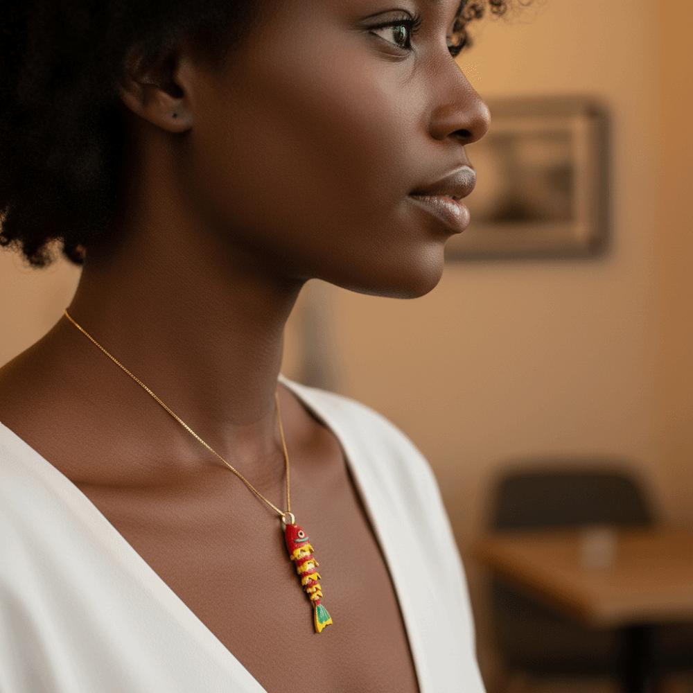 Colorful Glazed Necklace Ethnic Style Gold Jewelry Retro Enamel Fish Necklace  Jewelry Accessories