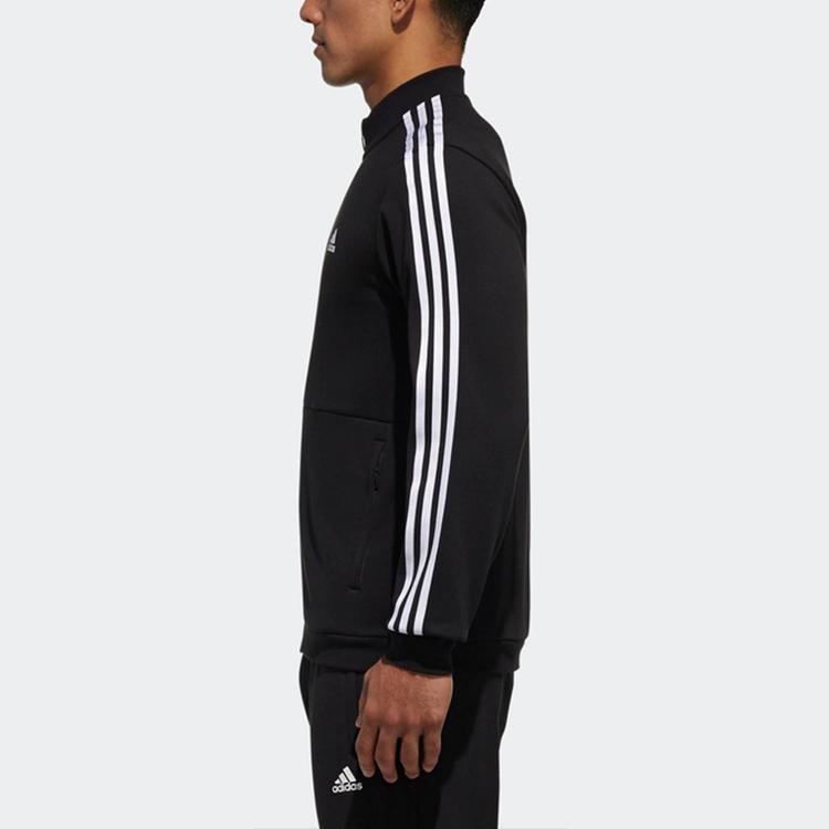 Adidas Sports Knit Stand Collar Jacket Men Jackets Black DU6783