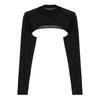 Men Mock Neck Long Sleeve T-Shirt See-Through Mesh Half Crop Top Party Clubwear