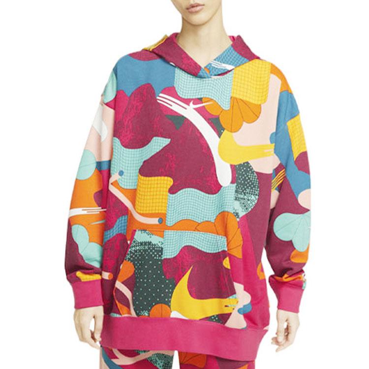 Nike Colección Año del Conejo CNY Estilo Graffiti Felpa Francesa Cintura Alta Sudadera Tejida con Capucha Tops para Mujer Multicolor FD6685-681