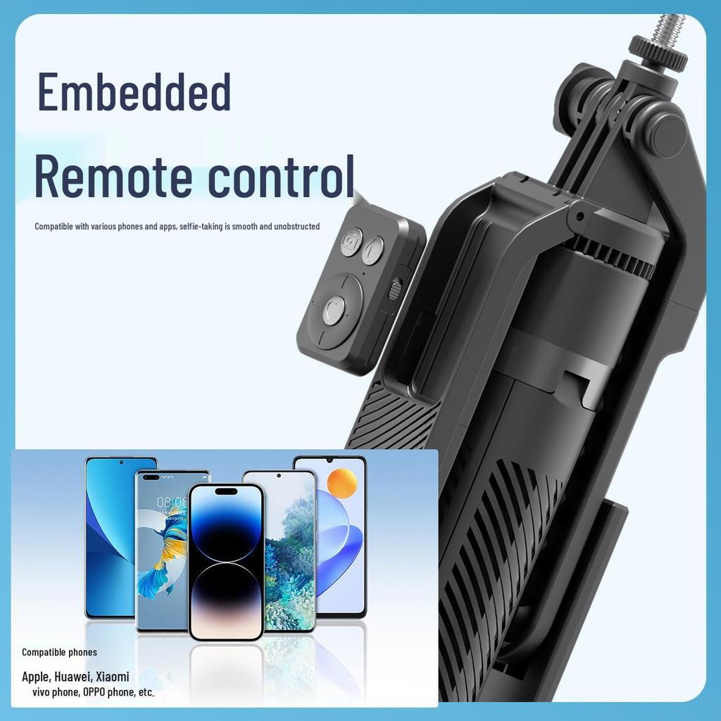 A14 Pink Bluetooth Selfie Stick with Remote, Aluminum Alloy, 1.8m, Four-Leg Support, Beauty Fill Light for Live Broadcast.