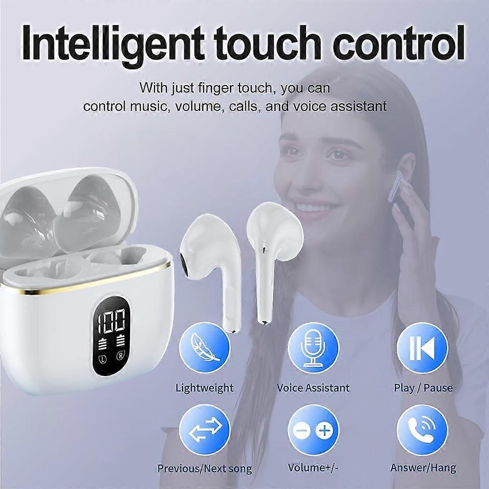 Wireless Earbuds, Bluetooth Headphones Long-Lasting Endurance with Wireless Waterproof Charging Case and LED Power Display