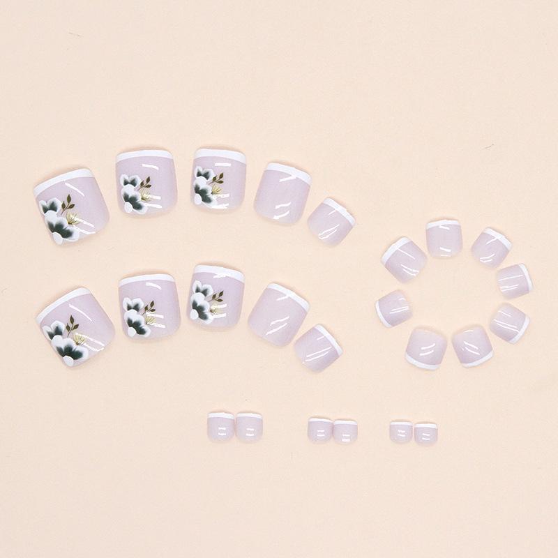 Simple French Fresh and Elegant Cute Flower Foot Model Wearing Nail Piece Sweet Ins Wind Foot Nail Special
