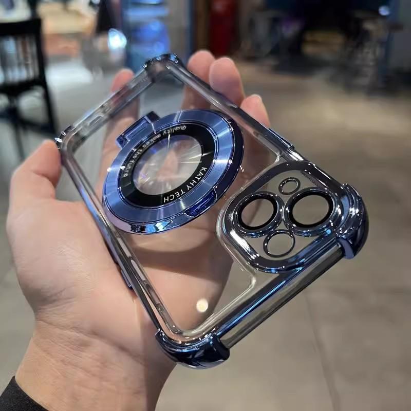 Applicable to iPhone17 magnetic suction bracket mobile phone case Apple 16 four corners anti-drop 15proMax airbag protective cover 14