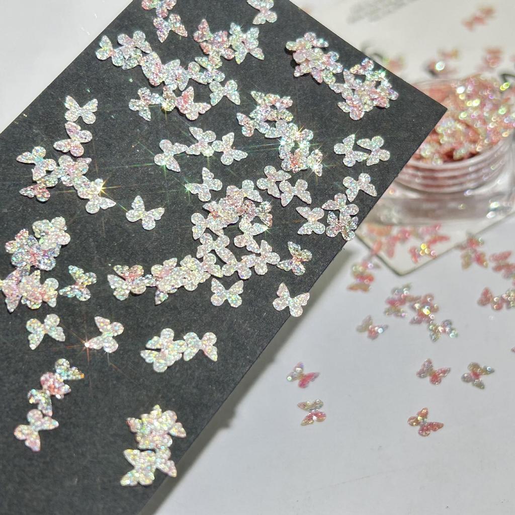 Gradient Butterfly Sequin Nail Art Decorations - Colorful Starry Sky DIY Materials