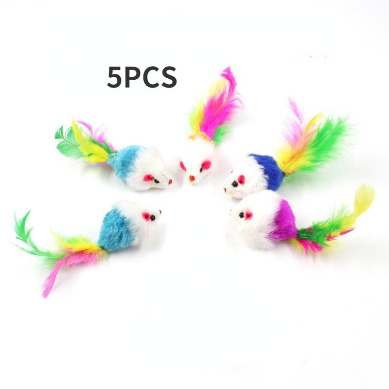

5 шт., плюшевая игрушка для моделирования мыши, забавная игрушка для жевания домашних животных, интерактивные игрушки для кошек разноцветный