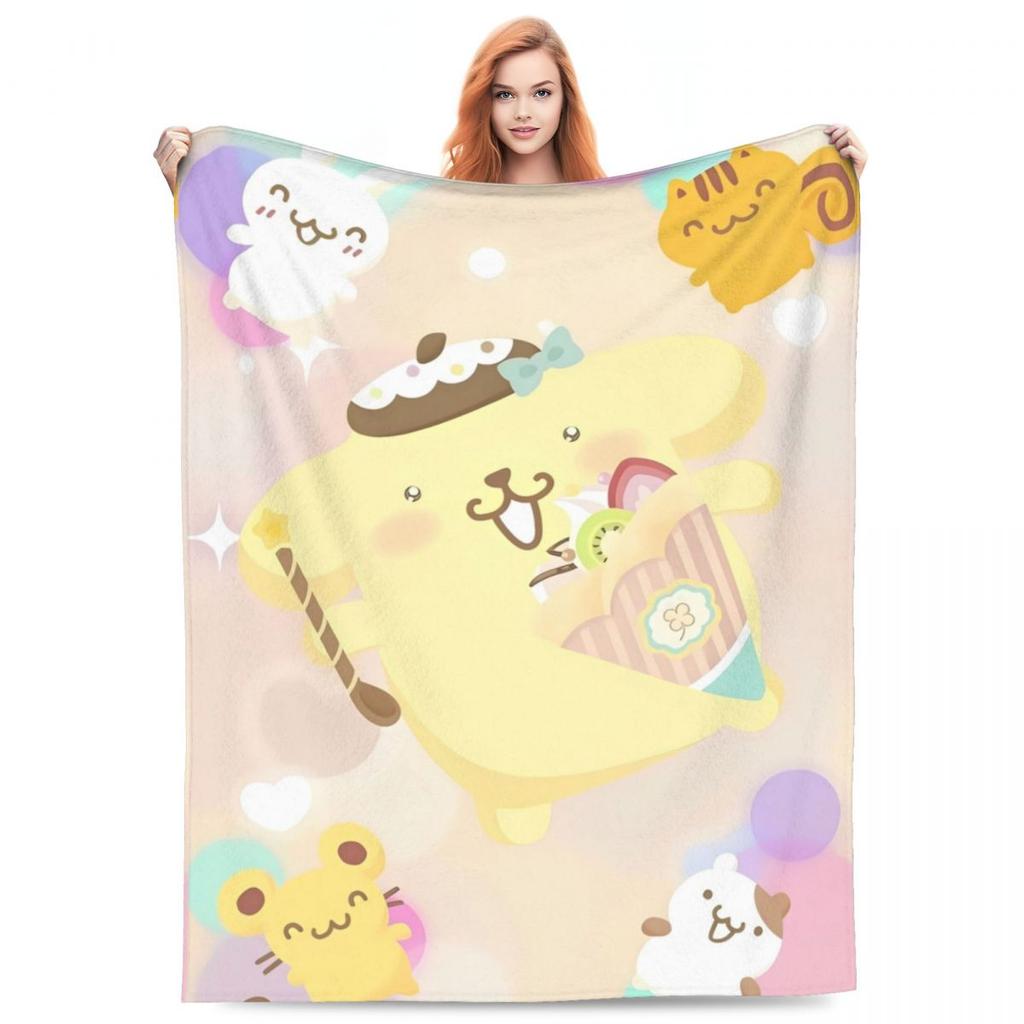 Pom Pom Purin Halloween Warm Soft Blanket Travel Office Plush Throw Blanket Outdoor Flannel Bedspread Sofa Bed Cover