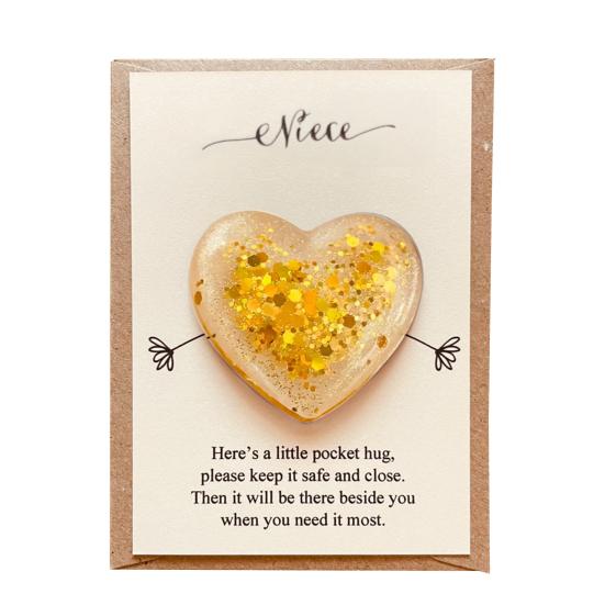 Daughter Pocket Hug with Positive Card Emotional Support Love Heart Figurine Son Sister Niece Pocket Token Decoration Inspirational Encouragement Gift