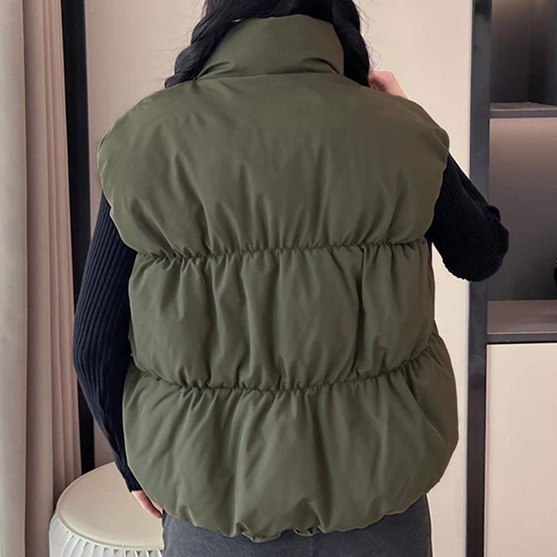 Fashion Winter Short Sleeveless Vest Woman Warm Outerwears Stand Collar Casual Thick Women's Jackets