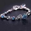 Blue Crystal Heart Charm Bracelet for Women Bridal Wedding Engagement Fine Jewelry Gift