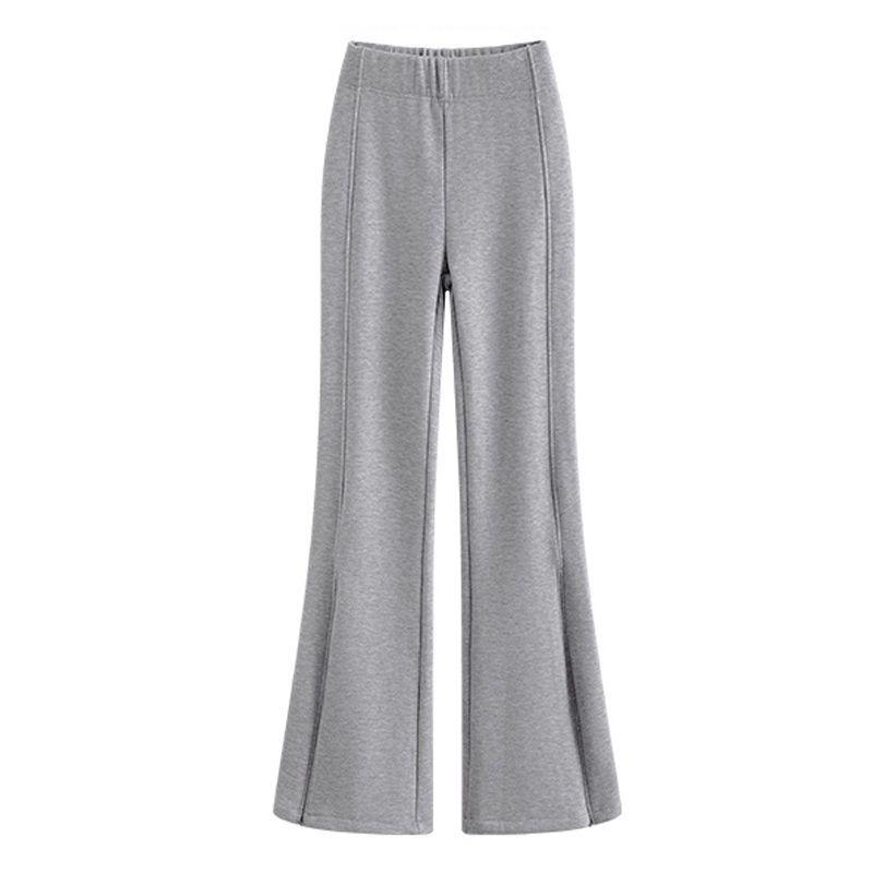 Women's Slimming High-Waist Fleece Lined Micro Flare Yoga Pants with Zipper - Autumn/Winter Trend