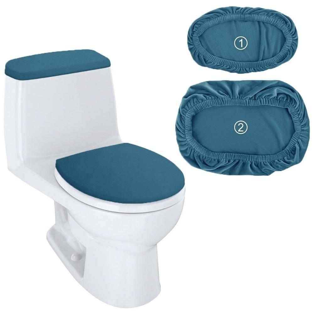 2Pcs/Set Solid Color Toilet Seat Cover Thickened Soft Touch Toilet Lid Cover Dustproof Universal Tank Lid Cover Home Bathroom