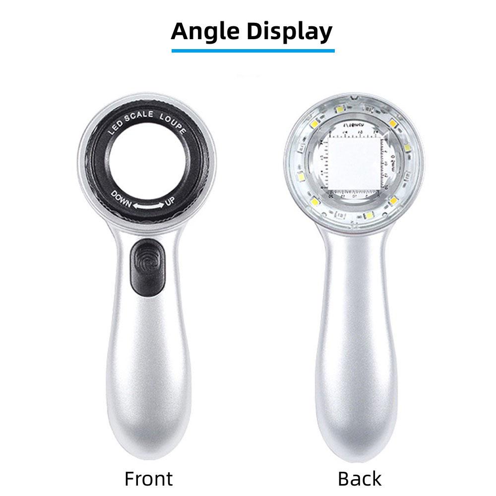 30x Handheld Rechargeable Magnifier With 4-color Led Light For Antiques Jewelry Appreciation Reading Books And Fine Inspection