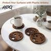 Kitchen Dining Accessories Halloween Wooden Coasters, Decorative Drink Heat Resistant Table Mats Decor for Coffee Mugs, Waterproof Party Home Holiday