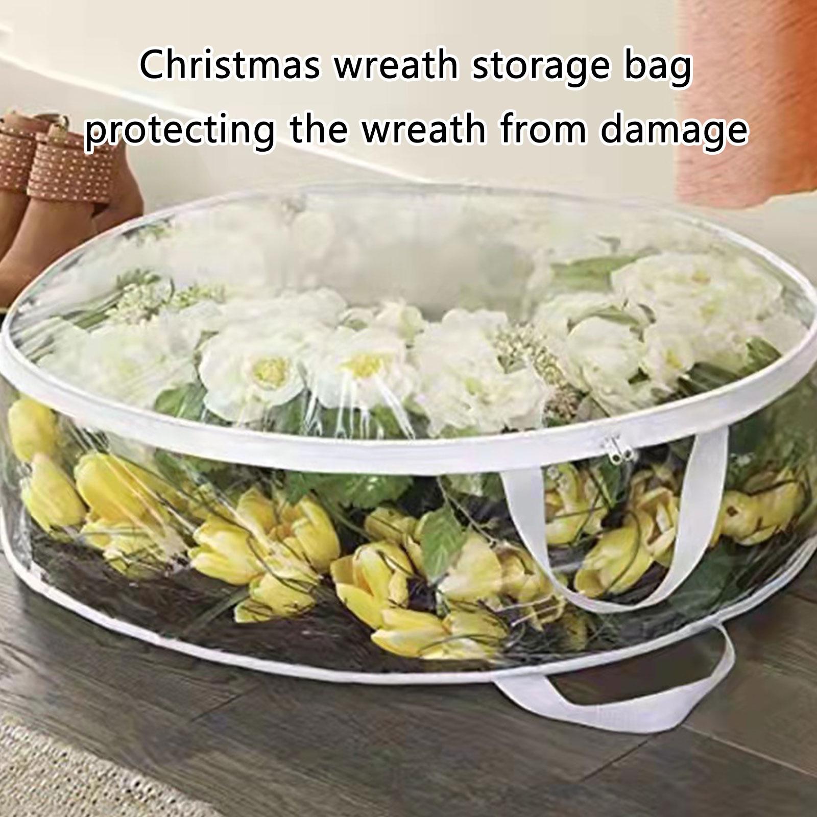 

Сумка для хранения рождественских венков на молнии, контейнер для праздничных гирлянд, круглый прозрачный ПВХ, органайзер для хранения праздничных украшений 2 чёрный