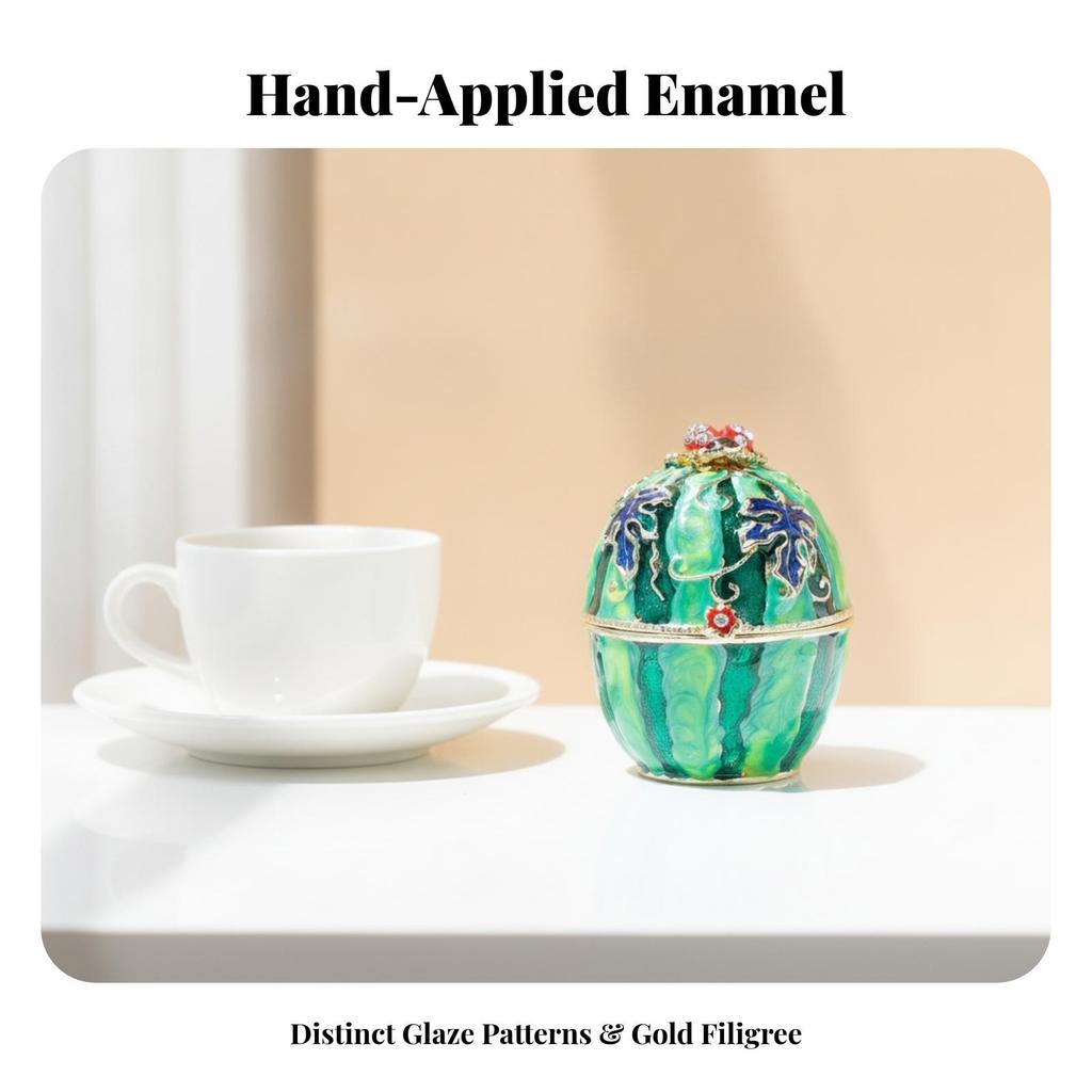 Egg-Shaped Jewelry Box Decorative with Hinged Lid Elegant for Vanity