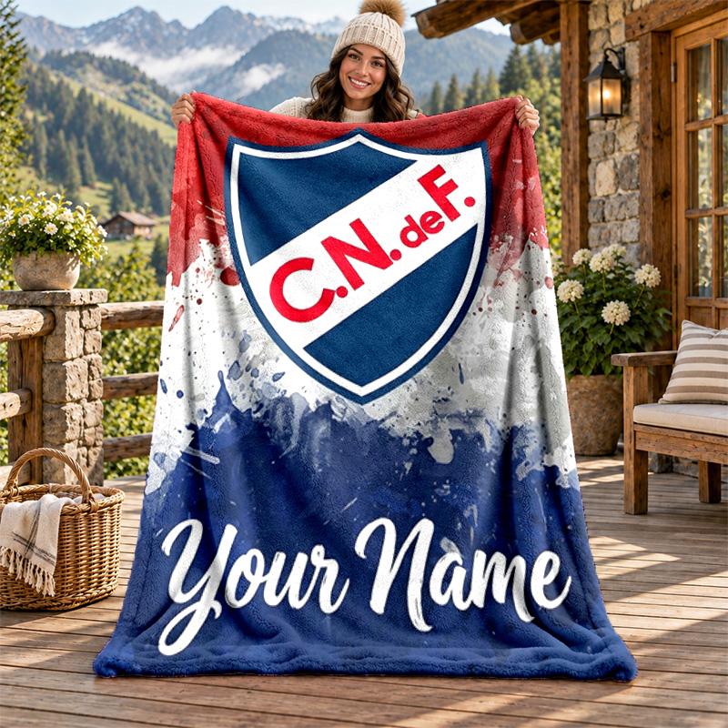 Club Nacional Football Custom Name Flannel Blanket Personalized Soft Warm Plush Throw Blanket Customized Gift for Family Friends