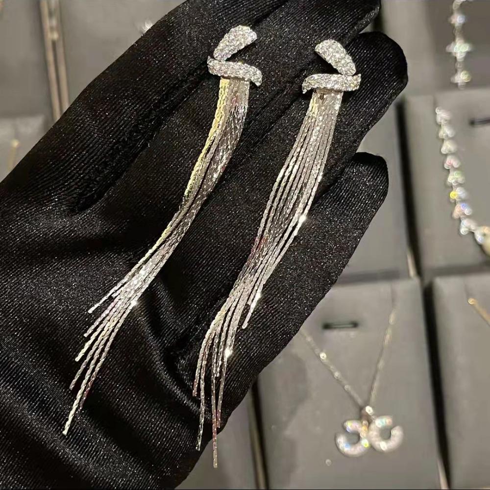 Elegant Tassel Earrings Minimalist Design Long Dangle Earrings Light Luxury Fashion Jewelry for Women