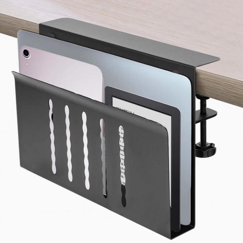 Multi-Functional No-Drill Vertical Laptop Cooling and Storage Rack for Desks