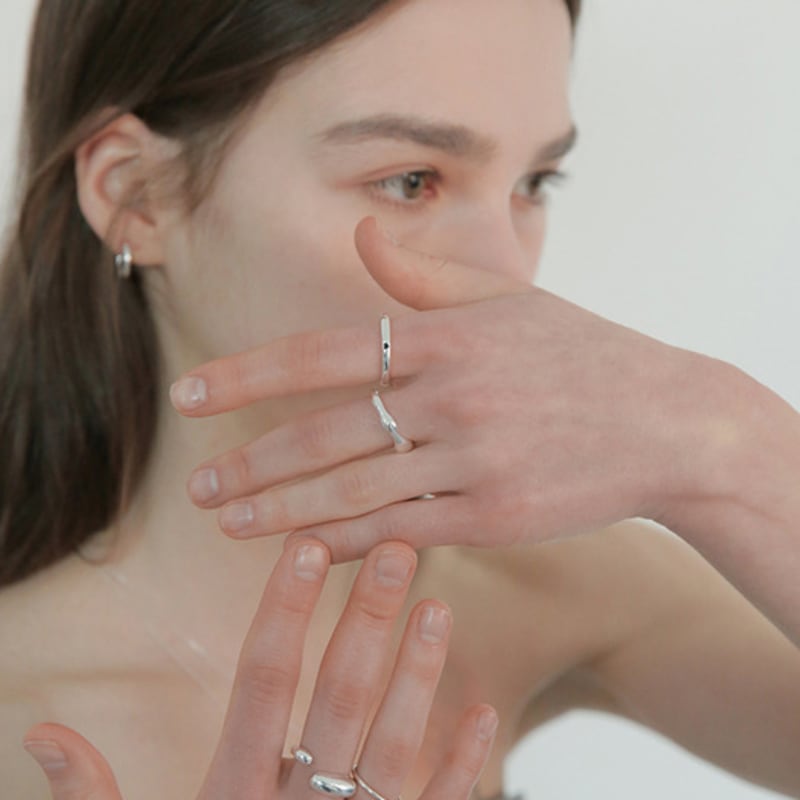 modernlike silver 925 mini black heart open ring