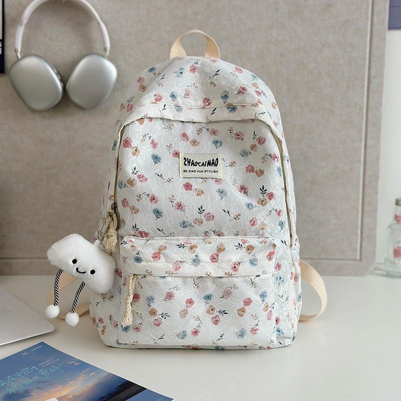 High-value schoolbag female college student small fresh floral backpack fashionable lightweight large-capacity high school travel backpack