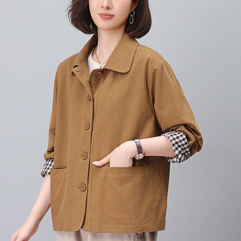 

Модная маленькая куртка мамы 2024: Свободный, Приталенный, Короткий Повседневный Топ с Лацканами для Весны и Осени M (90-115 lbs) жёлтый