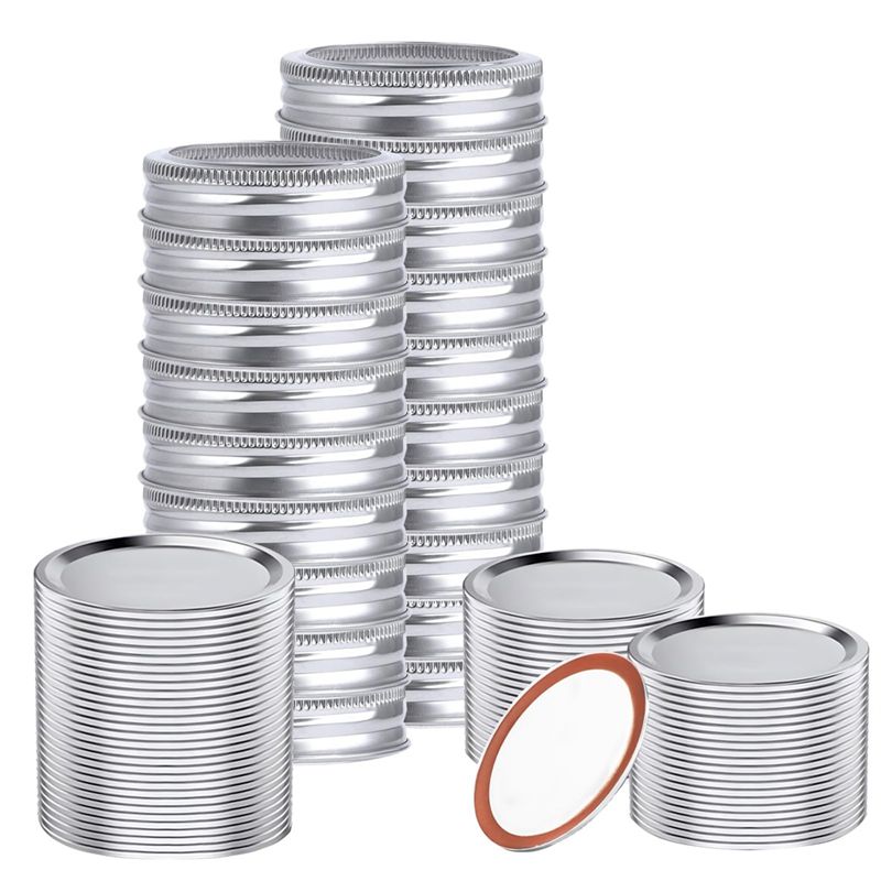 

M-Modern-48 PCS Regular Mouth Masonjar Lids And Rings, Reusable Leakproof Canning Lids With Silicone Seals For Easy Replacement