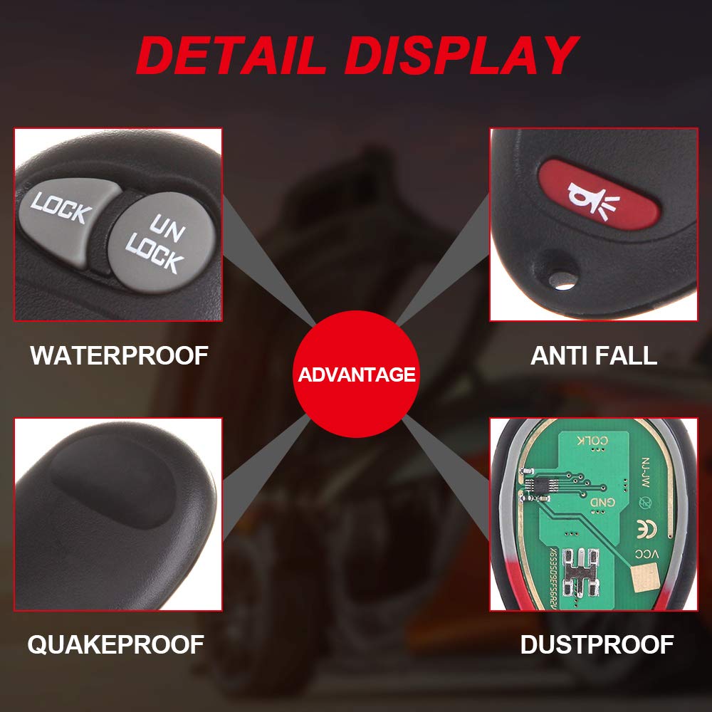 Cciyu 2pcs Replacement Keyless Entry Remote Fob for Chevrolet Venture Hummer H3 H3T GMC