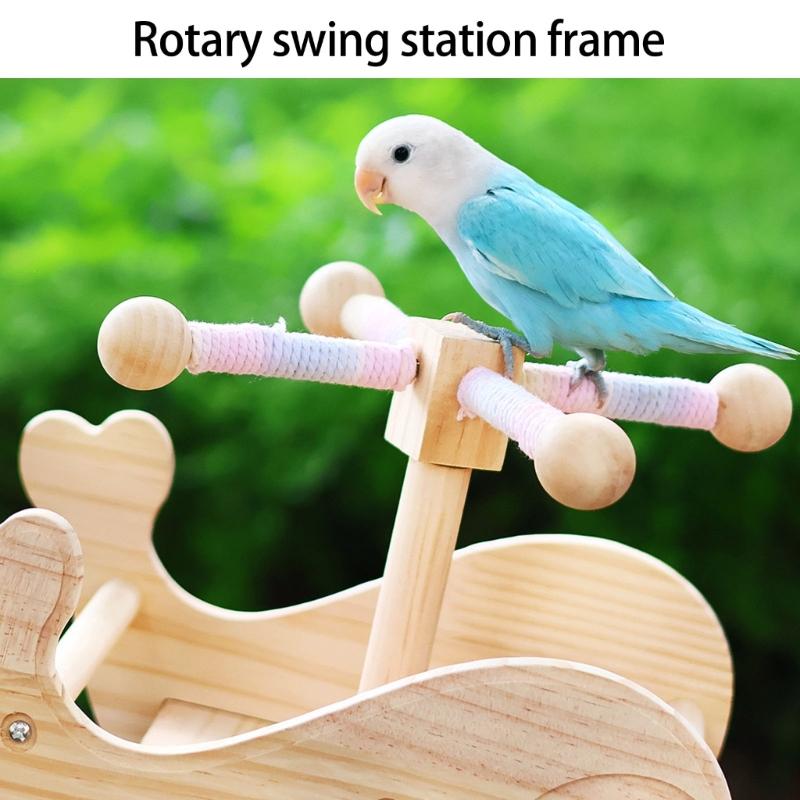 Bird Rocking Stand with Rotating Windmill Whale Rocker Perch Exercise Toy for Parrots Enrichment and Interaction Fun