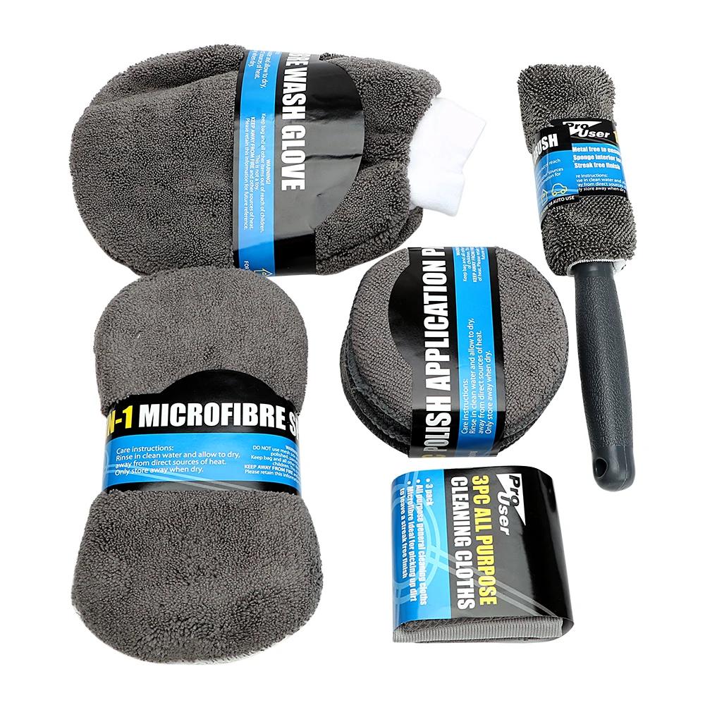 9pcs Set Wash Gloves Brush Sponge Mat Towels Mop Polisher Pads Duster Cloth Motorcycle Washer Car Seat Wheel Door Tire Cleaning