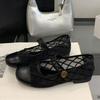 Fashion Elegant Metal Flowers Design Ballet Flats Women Comfort Breathable Mesh Mary Jane Shoes Fashion Round Toe Shallow Casual Shoes