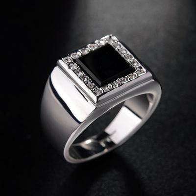Modische Ringe für Männer, luxuriöser dominanter schwarzer Zirkon-Ring, Hochzeit, Verlobungsring, Party-Schmuck, Geschenk, Größen 6–13