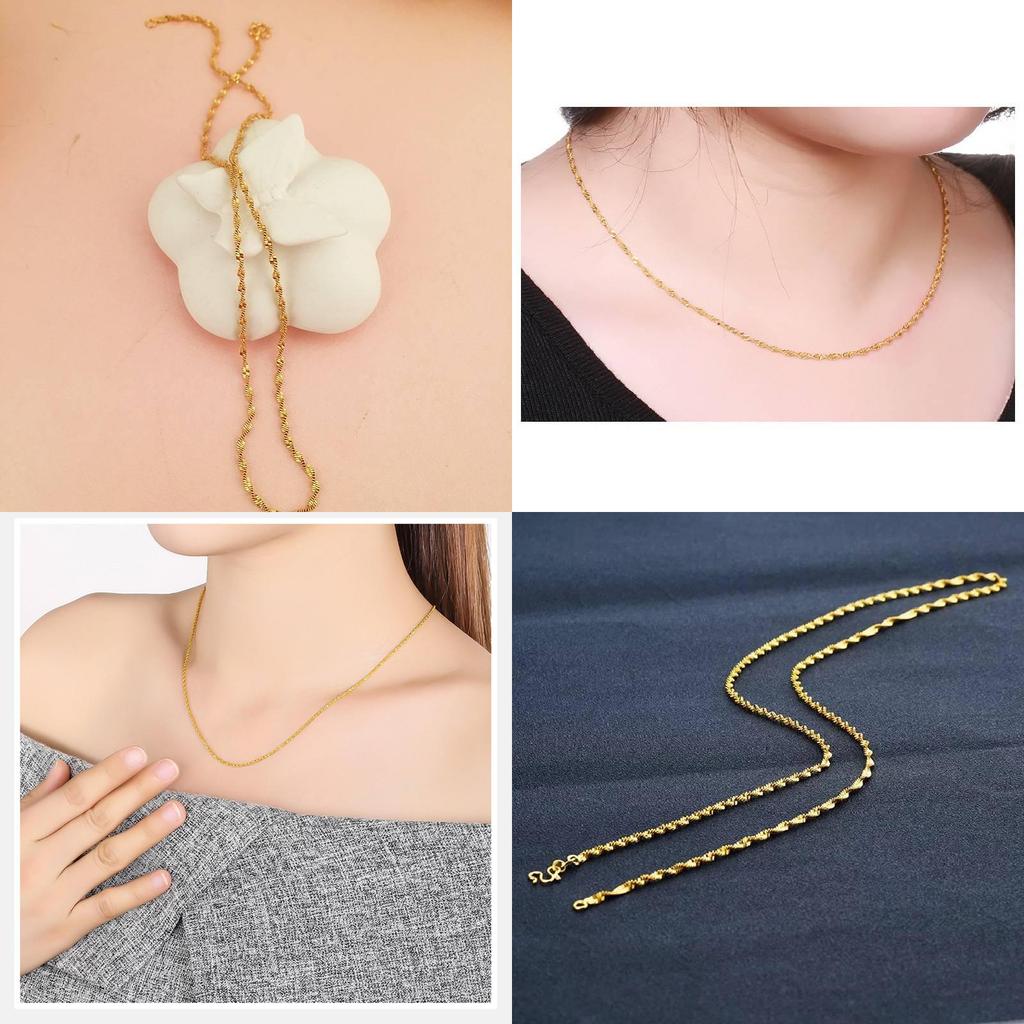 Exquisite 2mm Small Double Wave Necklace Crafted From Pure Brass With 24k Gold Plating Ideal For Women