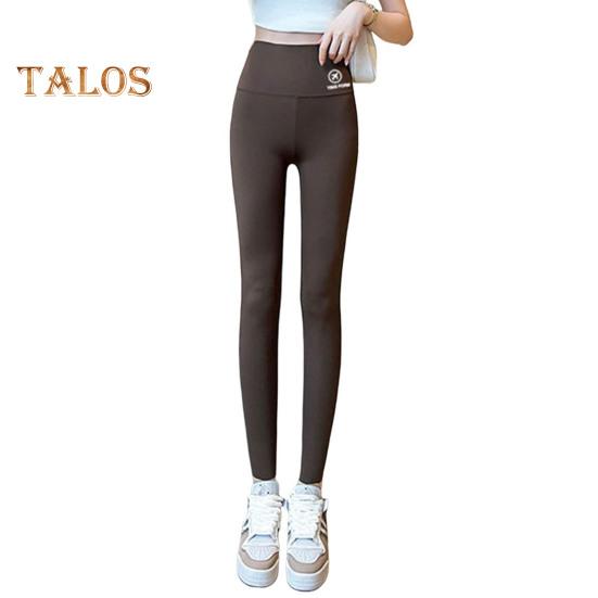 

Штаны для йоги с высокой талией, женские эластичные облегающие леггинсы с принтом на талии, спортивные леггинсы для йоги Shark M кофейный