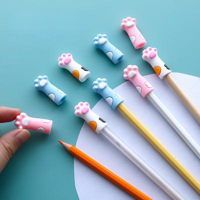 Kawaii Cat Pencil Cap Cartoon Silicone Pen Topper Covers for Kids Cute Pencil Extender Stationery School Supplies
