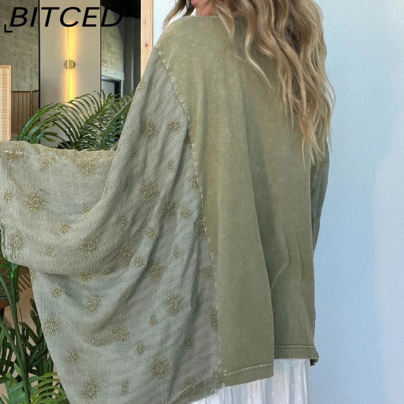 BITCED Women's Printed O-Neck Loose-Fit Casual Top