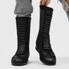 Men'S Minimalist Boxing Boots High Top Round Toe Lace-Up Cleanfit Style Classic Training Shoes Casual Unisex Chelsea Boots