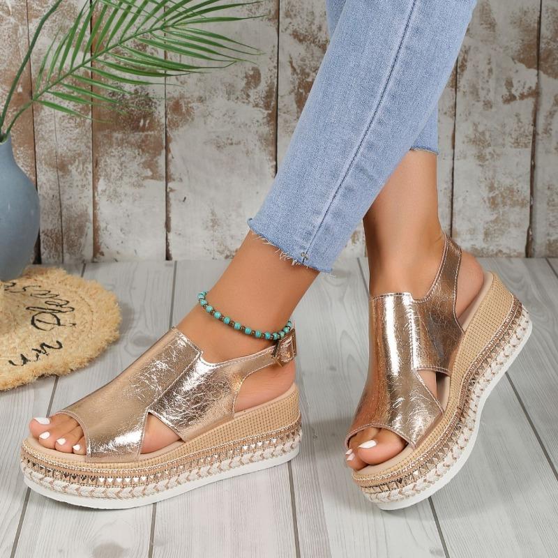 Women's Summer New Round Head Open-toed Muffin Platform Roman Sandals