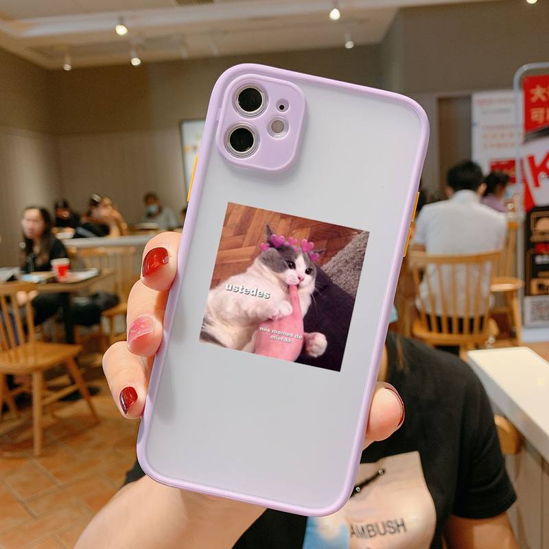 Super cute cats dogs Bumper Phone Case For iphone12 11 Pro Max X XS Max XR 7 8 Plus 12mini Translucent Matte Shockproof Cover