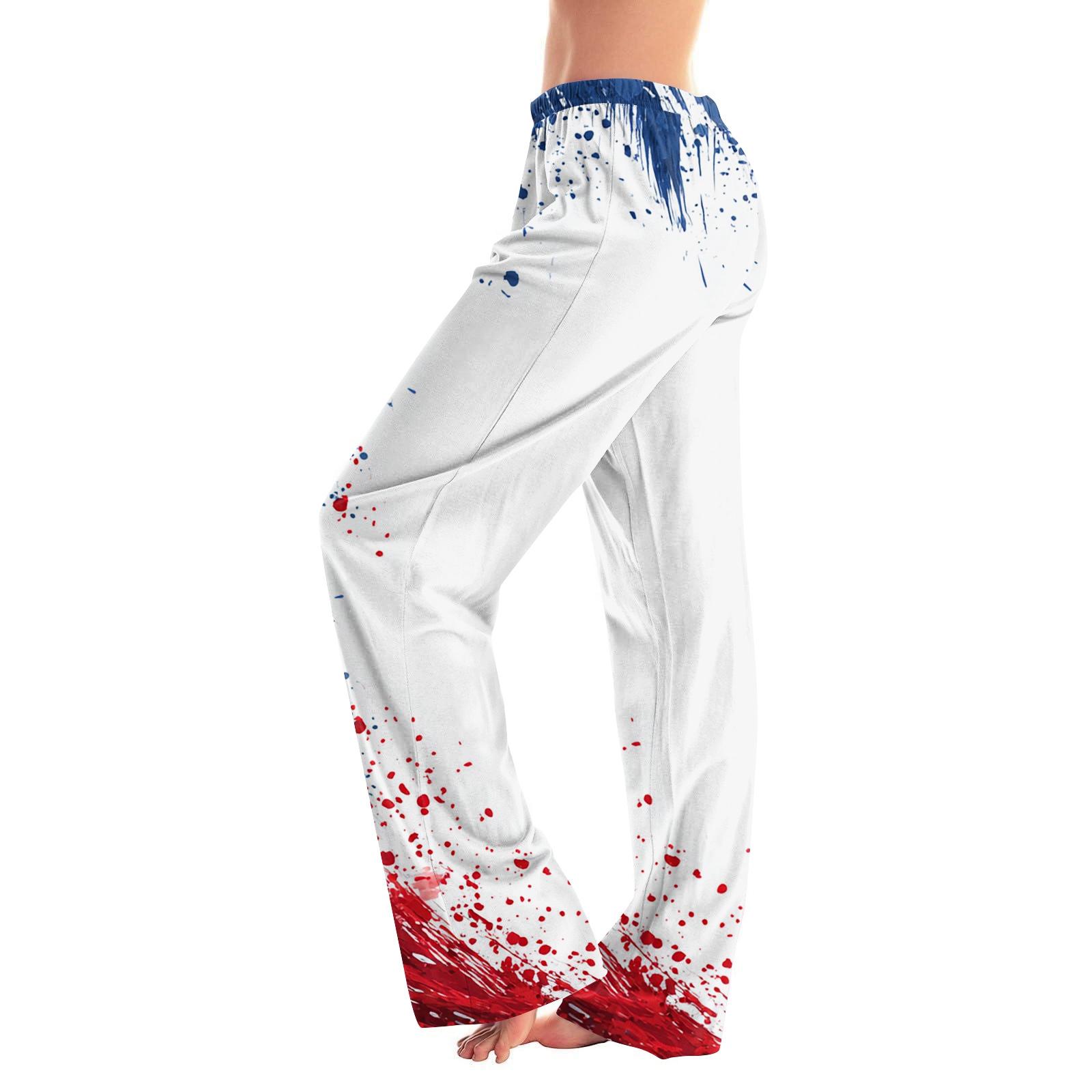 

Women s Casual Fashion Independence Day Printed Loose-fitting Home Pajama Pants XL білий