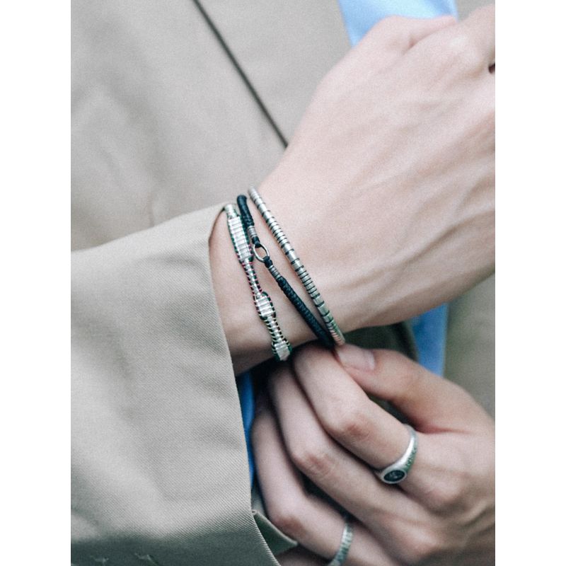 Roninmade Retro Minority Rui Wax Rope Bracelet Couple Woven Hand Strap Sterling Silver Silver Jewelry Men Red Rope