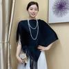XinSaiQi Douyin Trendy Ice Silk Tassel Shawl Qipao Cardigan for Women - Purple/Black