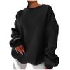 Damen Lässiges Übergroßes Langarm Rundhals Sweatshirt Pullover