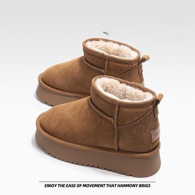 Thick Bottom Snow Boots Women Fur One Short Boots Padded Waterproof Warm Cotton Shoes