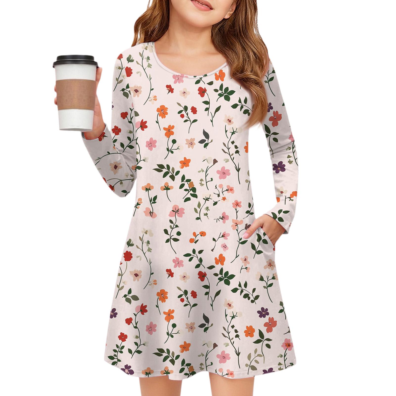 

Платье с длинным рукавом для девочек - Платье с цветными карманами 140