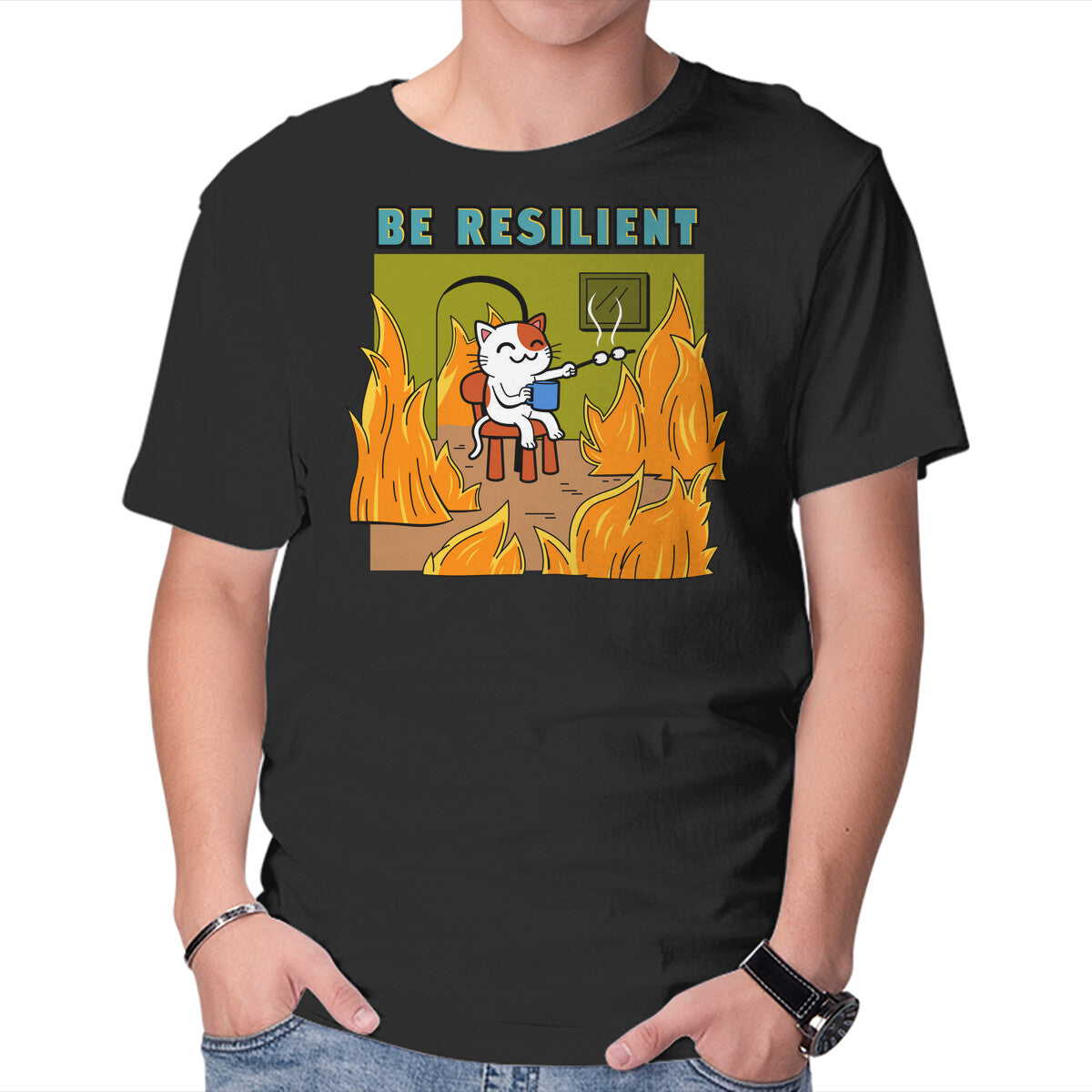 Unisex Crew Neck T-Shirt Be Resilient Graphic Short Sleeve Casual Tee XXXL