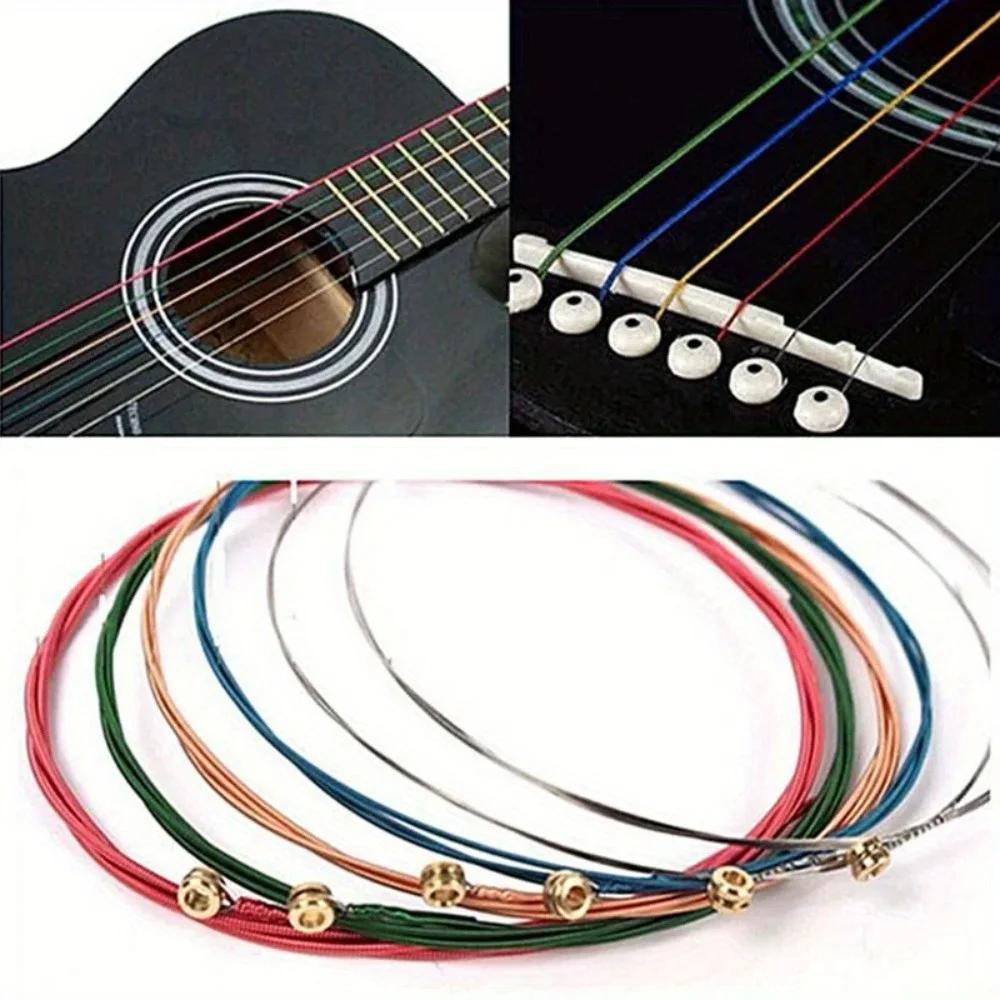 6Pcs/Set Multi Color Acoustic Guitar Strings Rainbow Colorful Guitar Strings E-A For Acoustic Folk Guitar Classic Guitar11