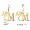 My Shape Beauty Flower Letter Drop Earrings for Women A-Z Alphabet Initials Lotus Stainless Steel Fashion Jewelry Kids Female